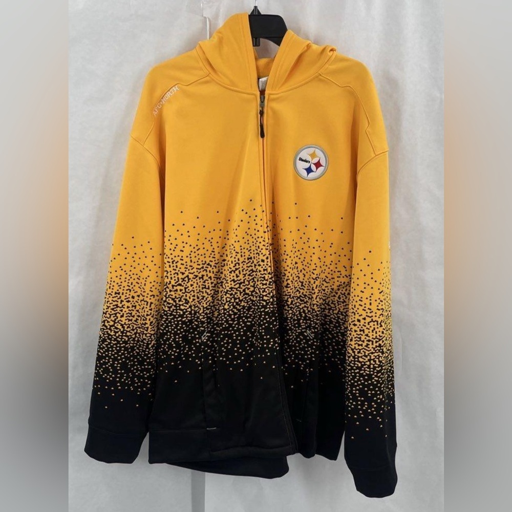 EUC Pittsburgh Steelers Reebok Zip-Up Hoodie 2XL Black/Gold‎ Gradient